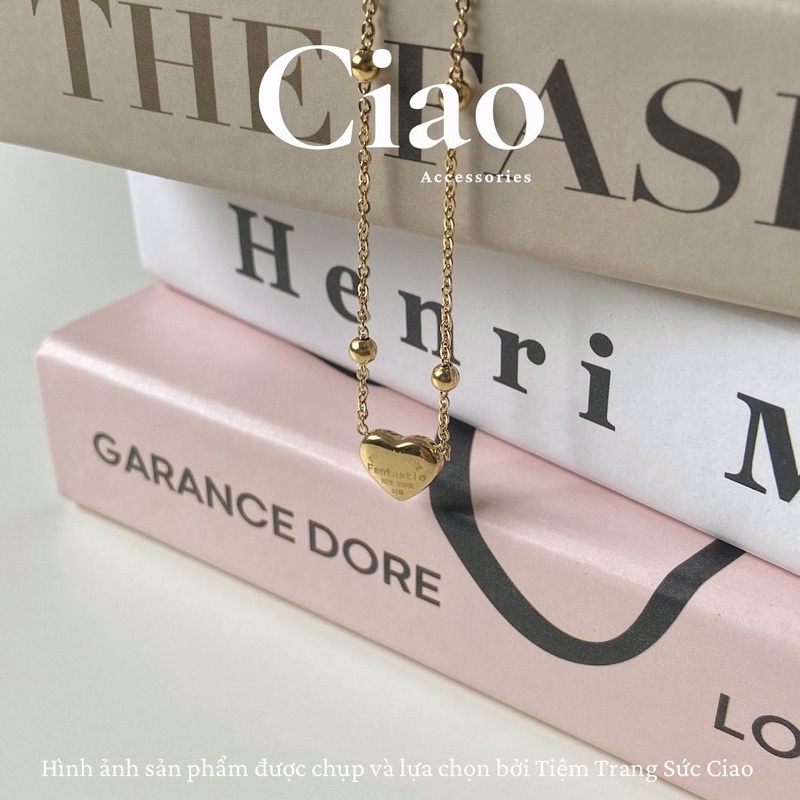 [NEW ITEM] Vòng cổ/ Dây chuyền titan không gỉ hình tim khắc chữ tinh tế Fantastic Love Ciao
