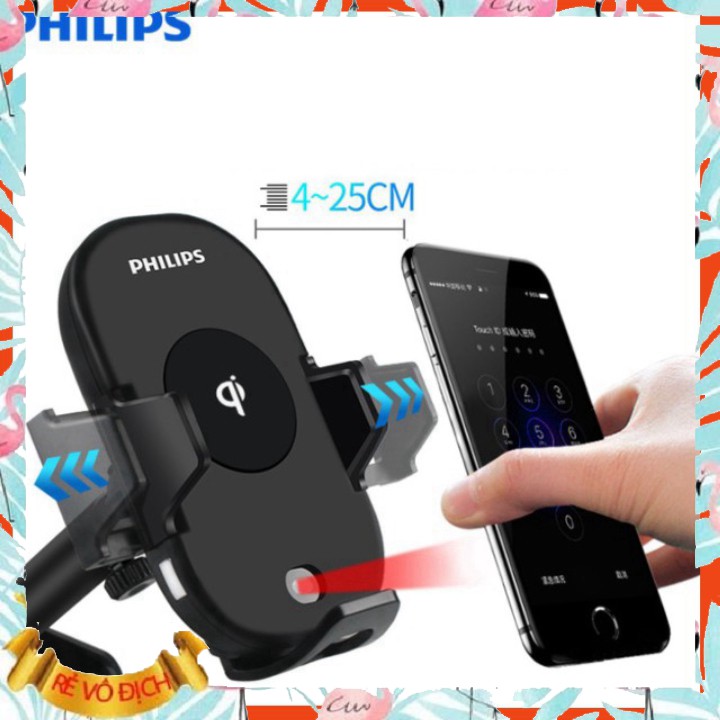 Gía đỡ điện thoại kiêm sạc không dây trên ô tô cao cấp Philips DLK9411N [M]