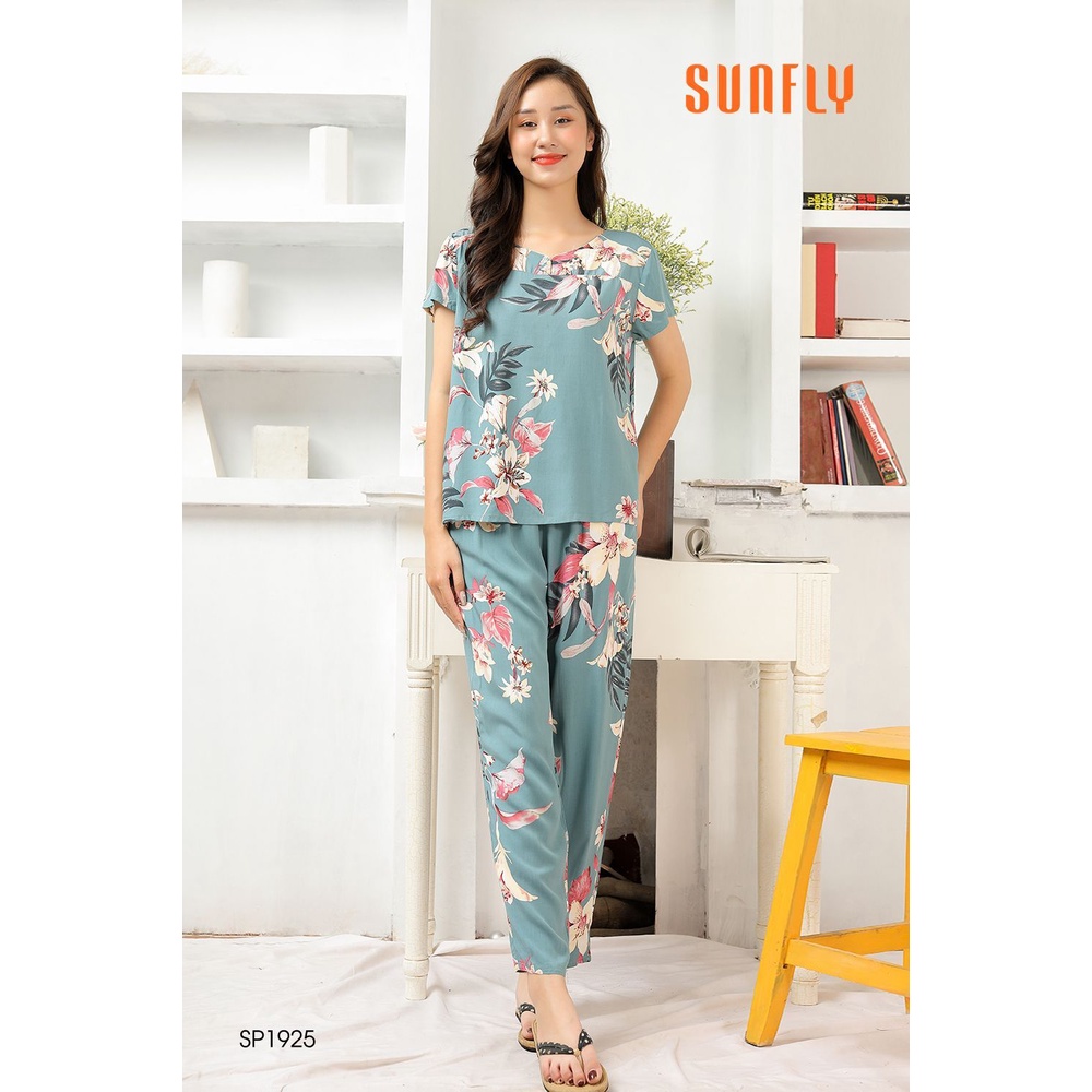 SP1925 ĐỒ BỘ MẶC NHÀ LANH ÁO CỘC QUẦN DÀI