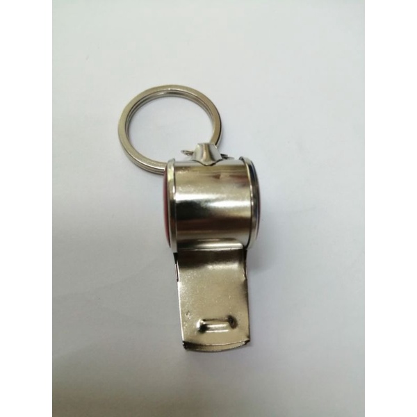Móc khóa còi bóng đá inox không gỉ kèm logo câu lạc bộ