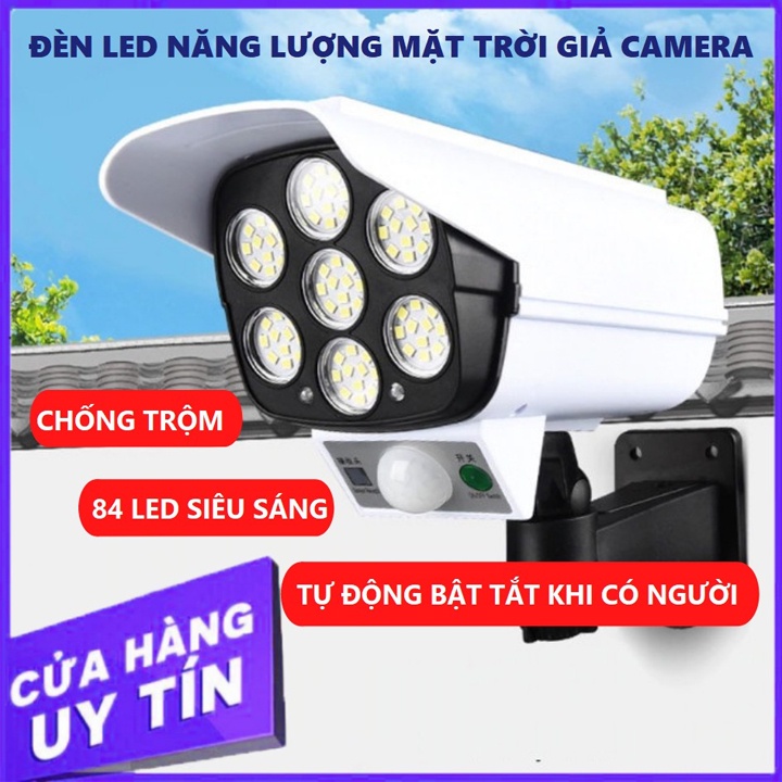 Đèn LED Năng Lượng Mặt Trời Giả Camera Chống Trộm, Đèn Led Cảm Ứng Tự Động Bật Tắt Có Điều Khiển Từ Xa Chống Nước