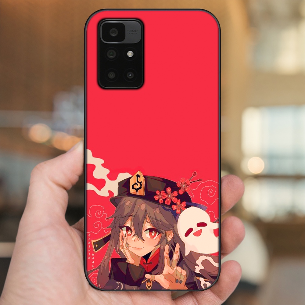 Ốp lưng Xiaomi Redmi 10 viền đen in hình Hutao Genshin Impact