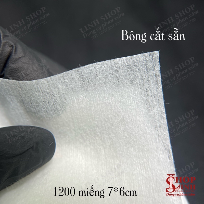 Bông cắt sẵn 1200 miếng 7*6cm, bông tẩy trang, khăn khô thấm hút nước