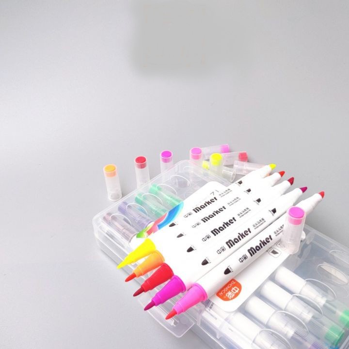 Bút dạ 2 đầu 12/18/24 màu - Bút Marker highlight No.708