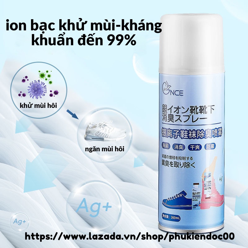 Chai xịt khử mùi giày dép công thức Nano Bạc khử hôi giày hiệu quả bình xịt thơm khử mùi hôi chân đi du lịch thể thao