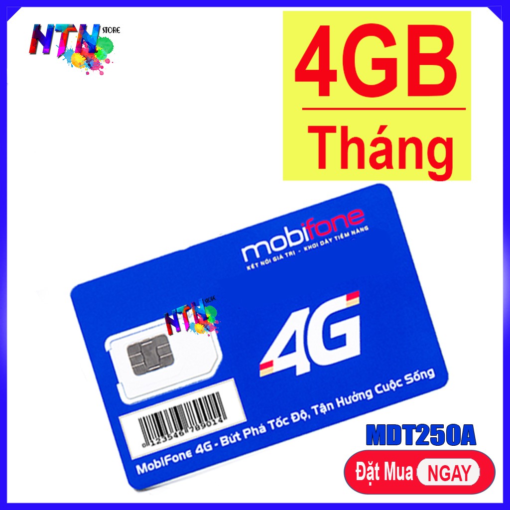 Sim 4G 1 Năm gói Mdt250a , miễn phí 1 năm không cần nạp tiền, sử dụng trên toàn quốc