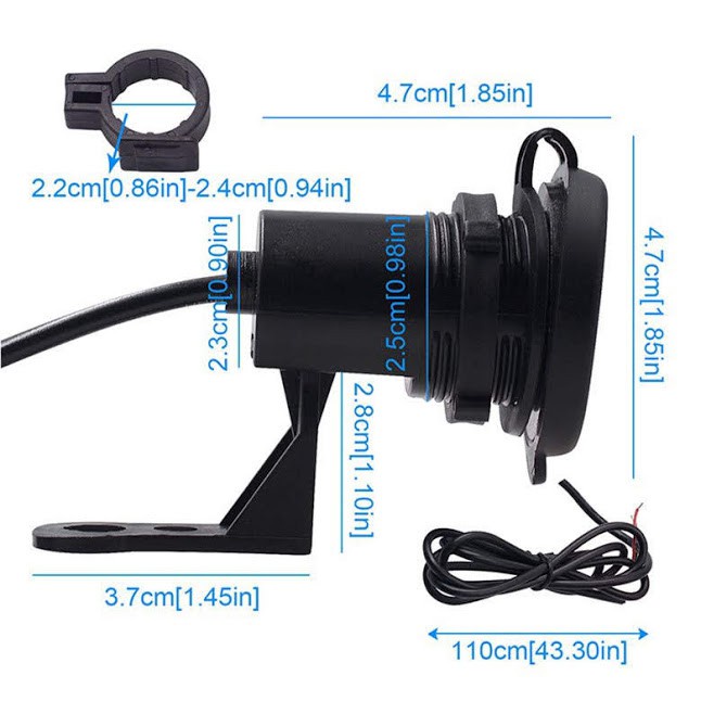 Sạc Điện Thoại Trên Xe Máy và Moto 1A 12V Mã CD-3104