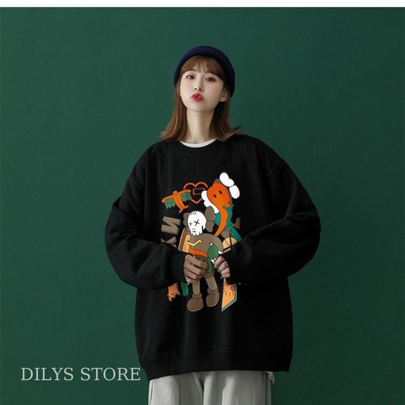 [XẢ KHO GIÁ RẺ BAO CHẤT] Áo Sweater Unisex Nam Nữ Form Rộng Dễ Phối Đồ In Hình Phong Cách, Áo 2 Màu Cá Tính | BigBuy360 - bigbuy360.vn