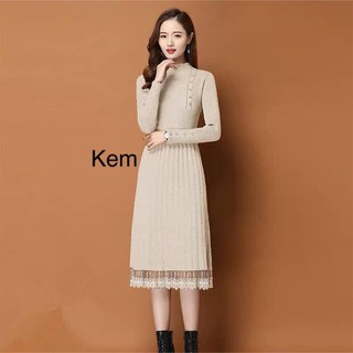 Váy len nữ chân ren