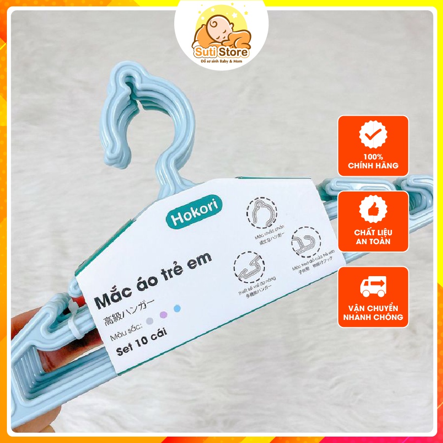 Set 10 chiếc móc nhựa treo quần áo trẻ em, đồ sơ sinh