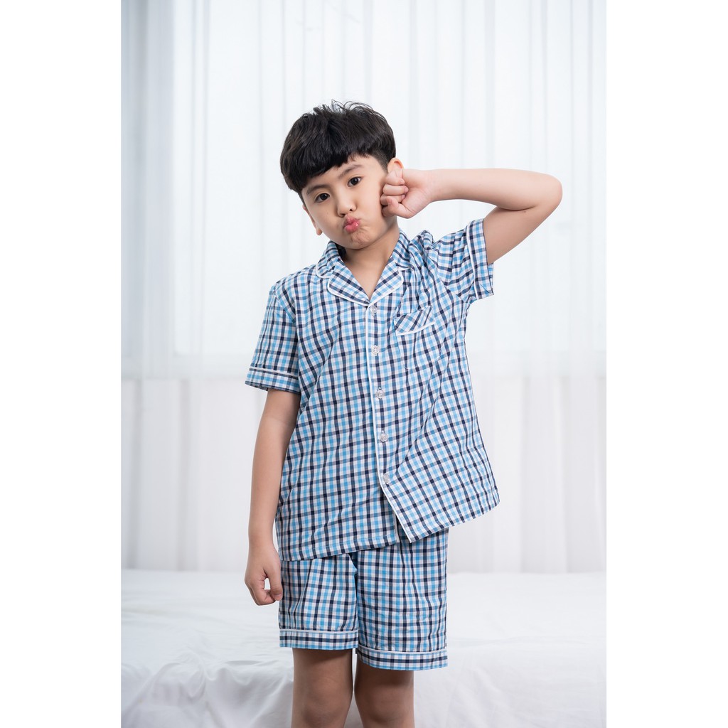 Bộ pijama cotton bé trai cộc tay Việt Thắng B63.2003 - Chất liệu mềm mại, thoải mái vận động