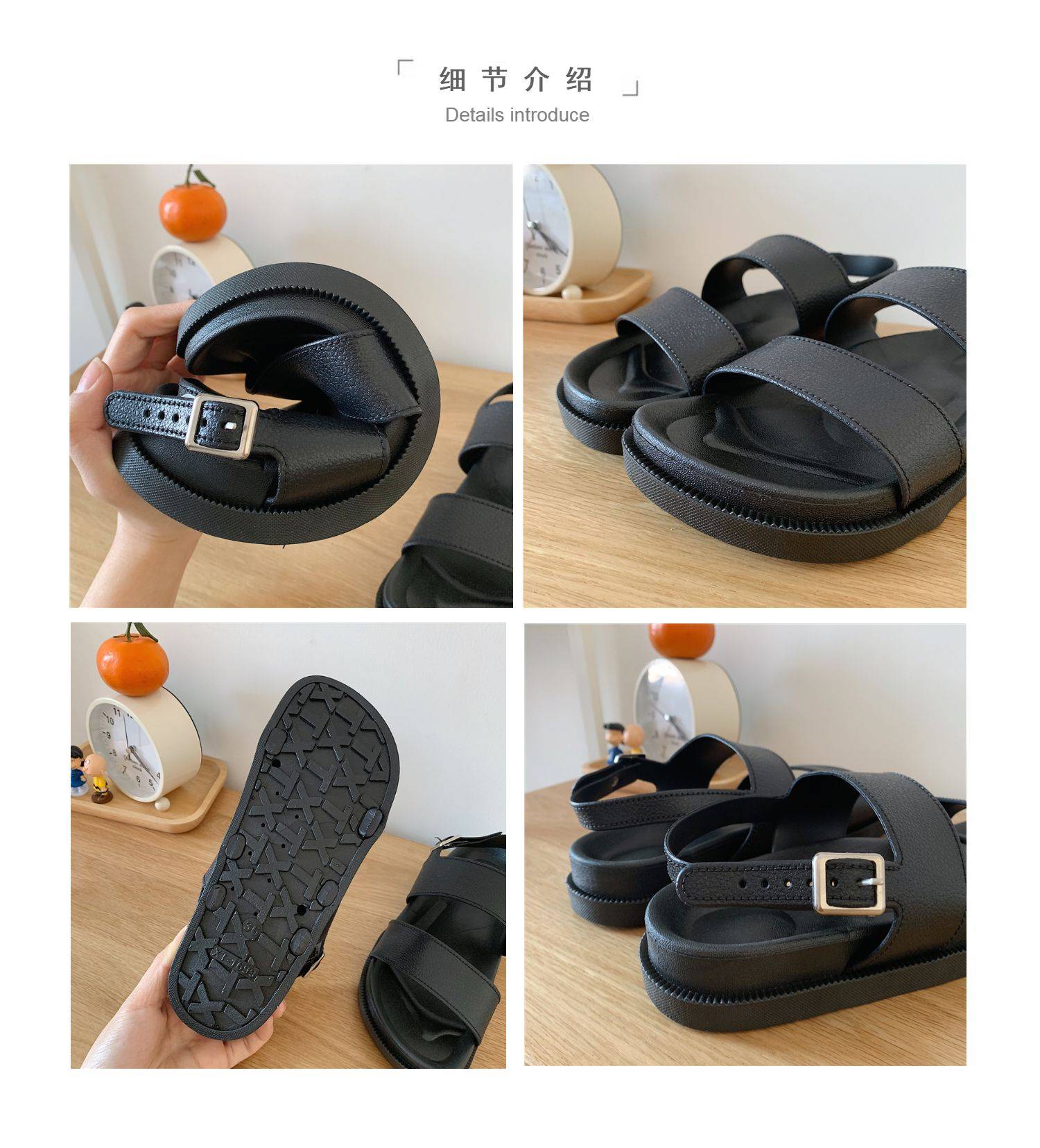 Korean version of the fashion retro Hong Kong flask thick sandals female summer students wear the sand beach flat Roman shoes