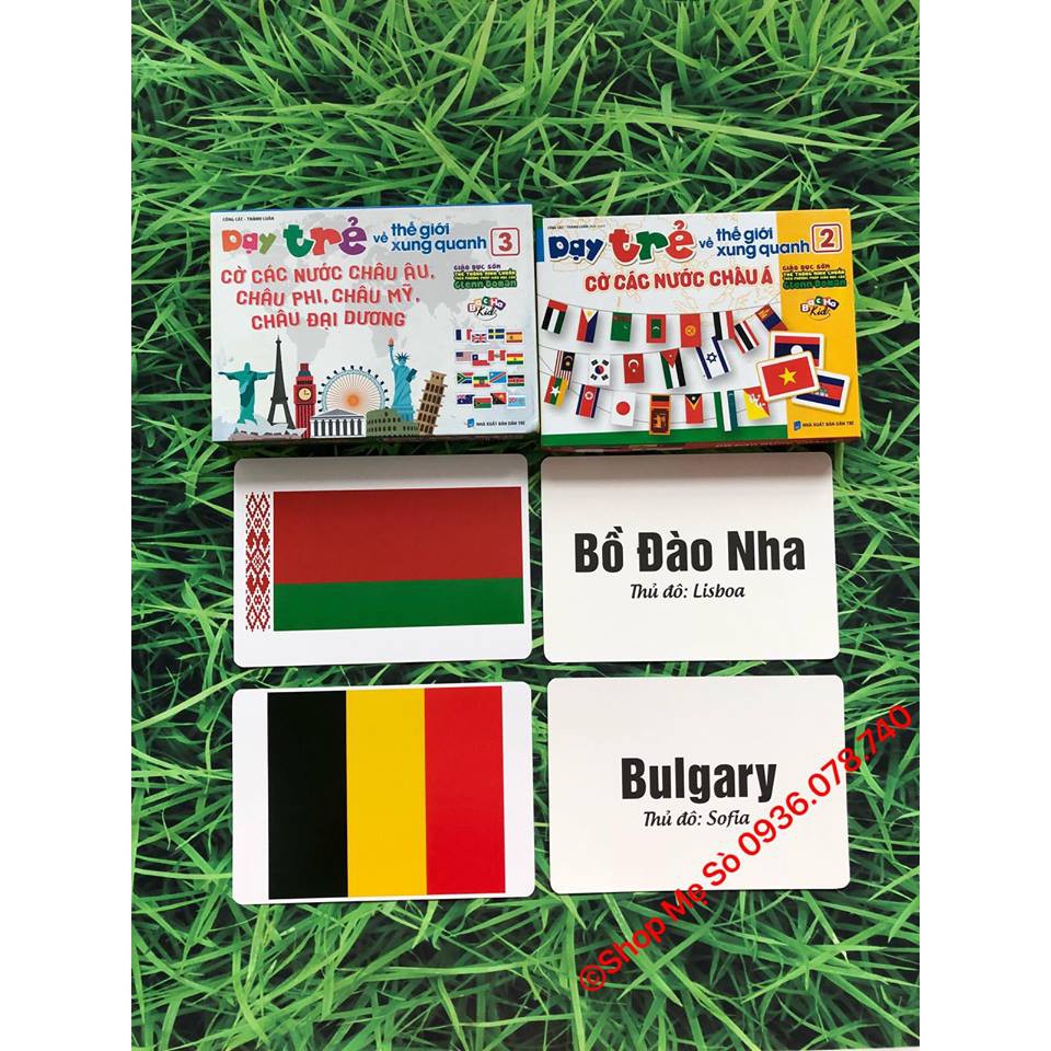 Thẻ - Cờ các nước châu âu, châu mỹ, châu đại dương (Flashcard Dạy Trẻ thông minh sớm -Thế Giới Xung Quanh 3)