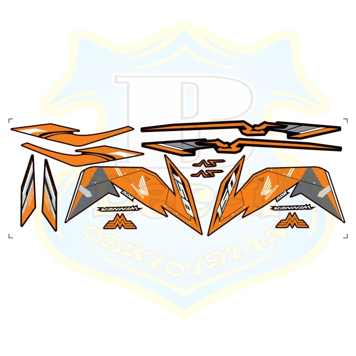 ( Quí khách vui lòng mang ra tiệm cho thợ dán ) Tem winner cam đen