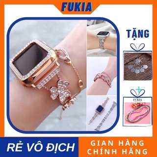 Dây thép cỏ 3 lá Diamond dành cho Apple Watch đồng hồ thông minh Series 1/2/3/4/5/6/7/SE size 38/40/41/42/44/45mm