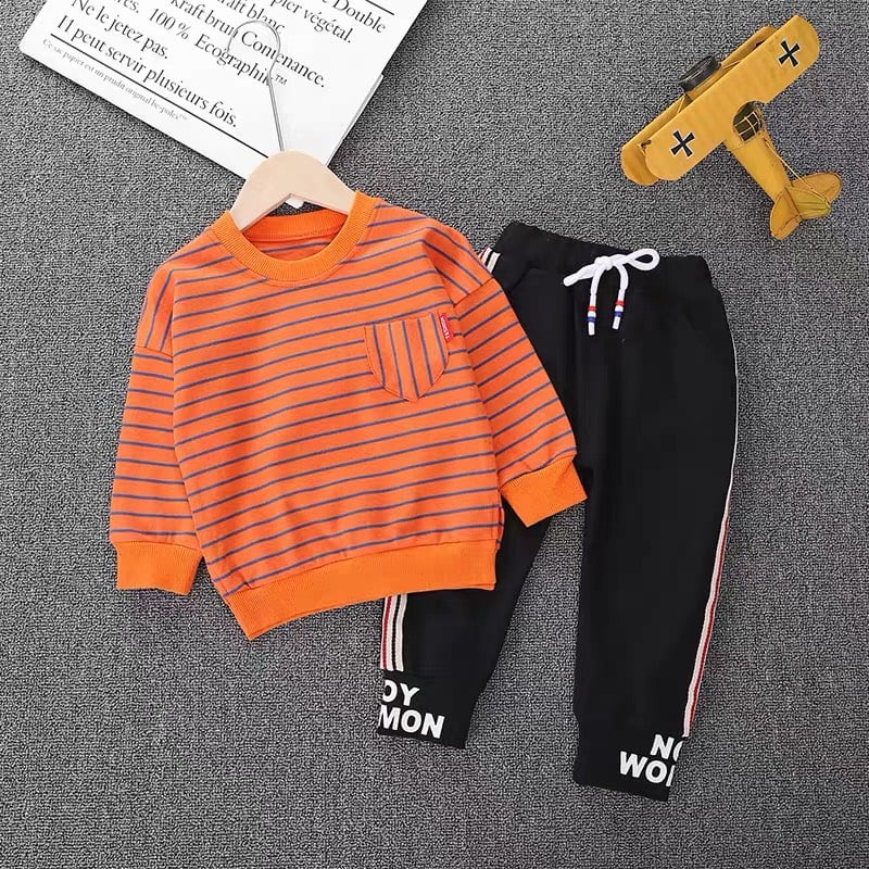 Bộ Nỉ Kẻ Thu Đông Cho Bé Trai Và Bé Gái 8 Đến 28 Kg Hàng VNXK Chaarlie Kids