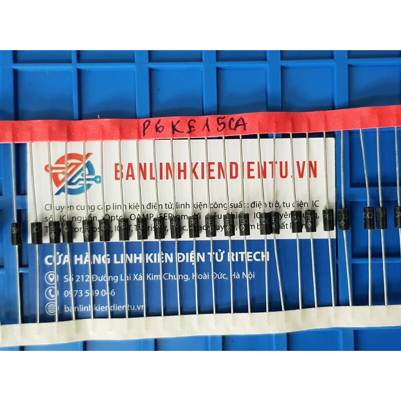 [combo 10 chiếc ] P6KE15CA Diode TVS 600W Điện Áp Bảo Vệ 15V DO-15