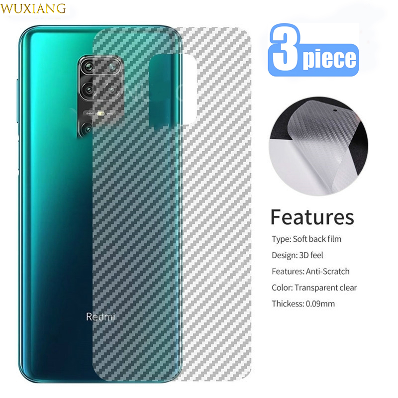 Set 3 Miếng Dán Lưng Sợi Carbon 3d Dùng Cho Xiaomi Redmi Note 10 9t 9a 9c Note 9 Note 9s Note 9 Pro Note 8 Pro Note 7 Pro Mi Note 10 Lite Poco M3 X3