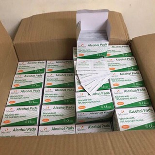 Hộp 100 miếng Gạc tẩm cồn sát khuẩn, bông tẩm cồn y tế tiệt trùng sát trùng, cồn khô alcohol pads