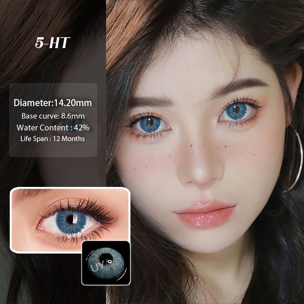 Set 2 kính áp tròng UYAAI màu sắc tự nhiên dùng để trang điểm làm đẹp