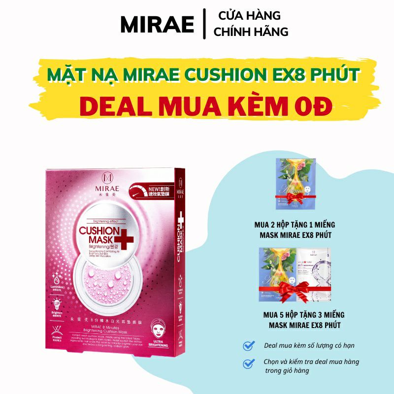 Mặt nạ MIRAE EX8 CUSHION MASK giúp da căng mịn trắng hồng (Hộp 4 miếng)