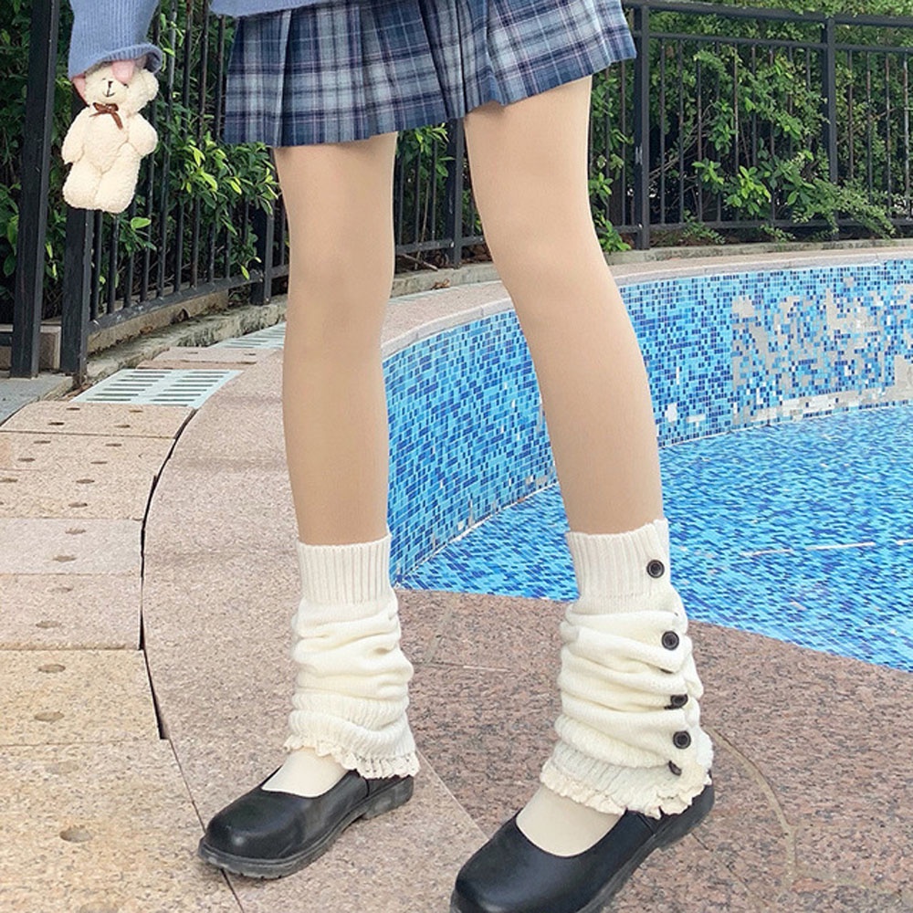 Vớ Len Giữ Ấm Chân Mùa Đông Phong Cách Lolita Nhật Bản Cho Nữ Ốp