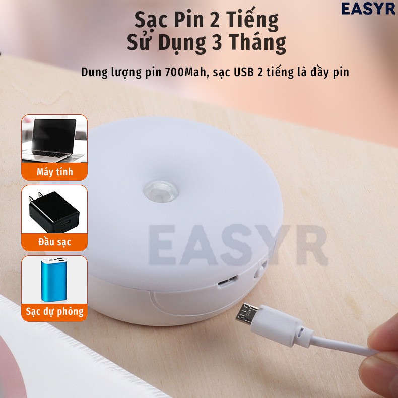 [MUA 1 TẶNG 1] Đèn Led Cảm Ứng Thân Nhiệt 16 Bóng EASYR [FREESHIP] 700mah, Sạc USB, 16 Led, Chuyển Đổi 2 Màu