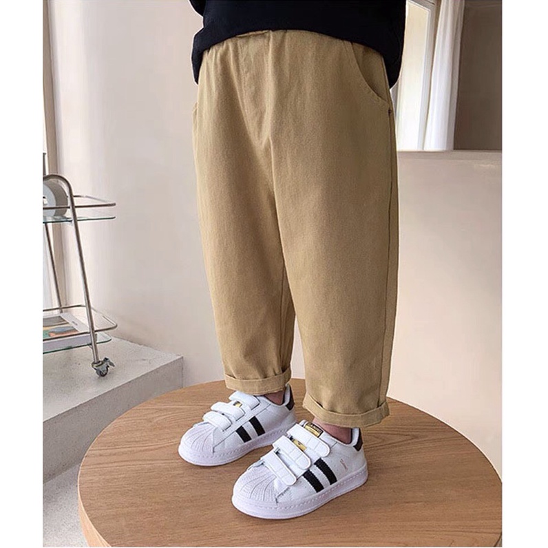 Quần dài kaki chất mềm cạp chun basic trơn kiểu dáng cực đẹp cho bé trai bé gái VANOSA 15-35kg