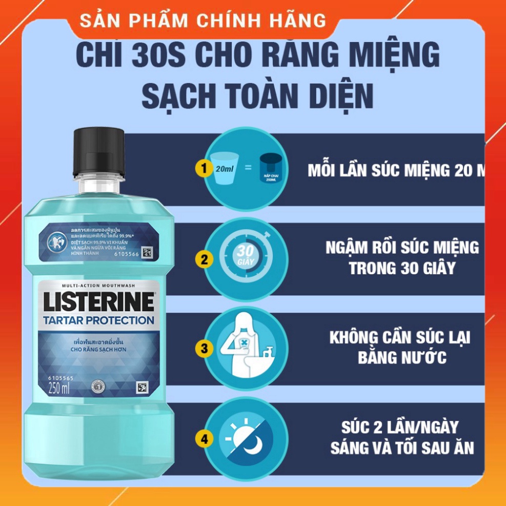 Nước súc miệng ngăn ngừa mảng bám Listerine Tartar Protection 500ml