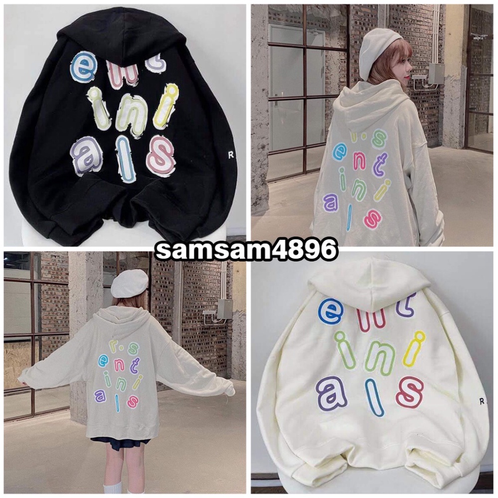 Km Áo Khoác Hoodie Tay Bồng In Chữ N Nữ  Jacket có mũ from rộng mũ hai lớp sỉ ib