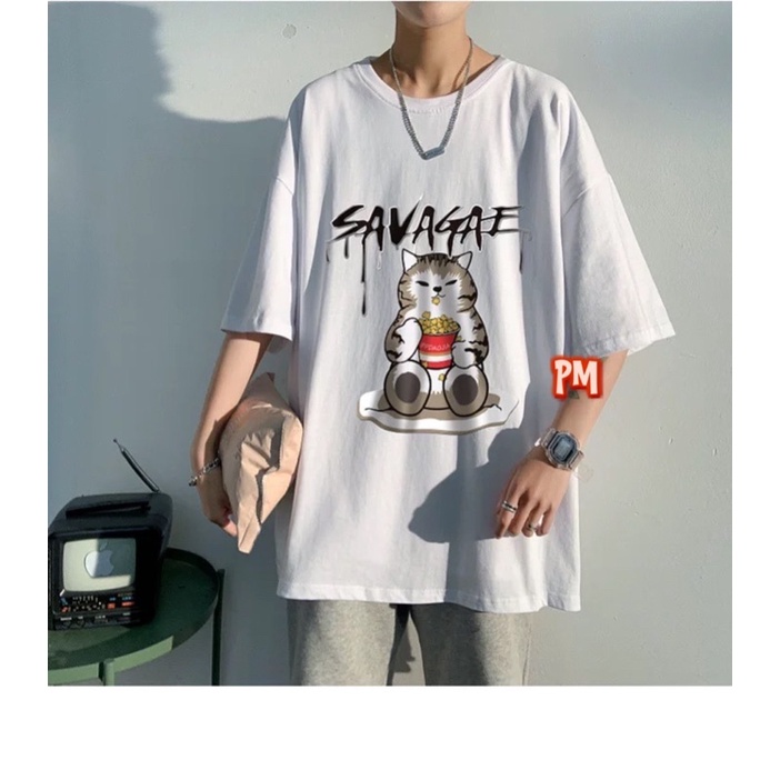 Áo phông mèo ăn bỏng ngô PM11