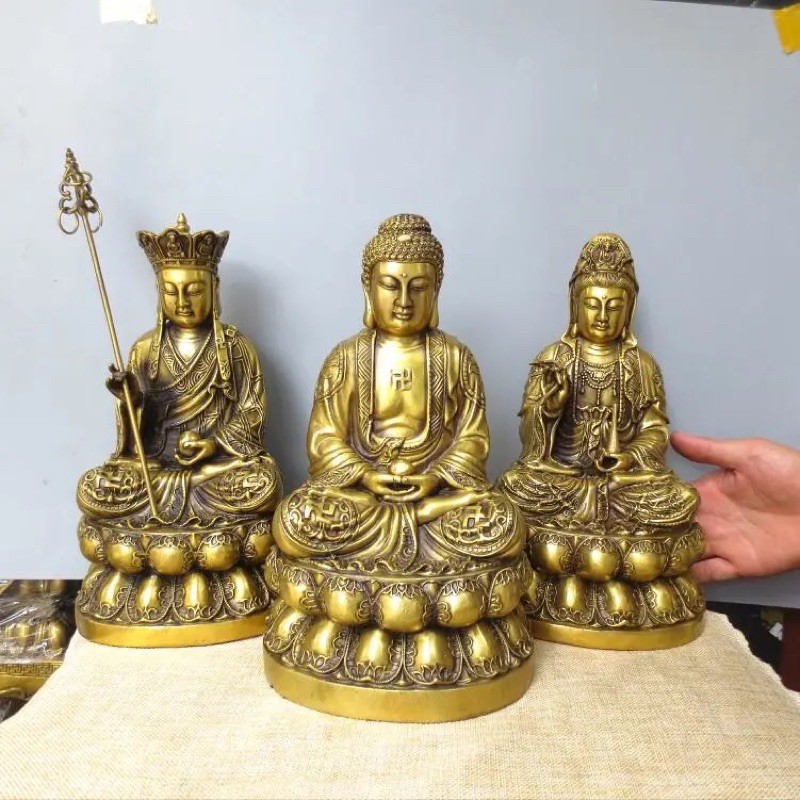 Bộ Tượng đồng Sa Bà Tam Thánh cao 30cm