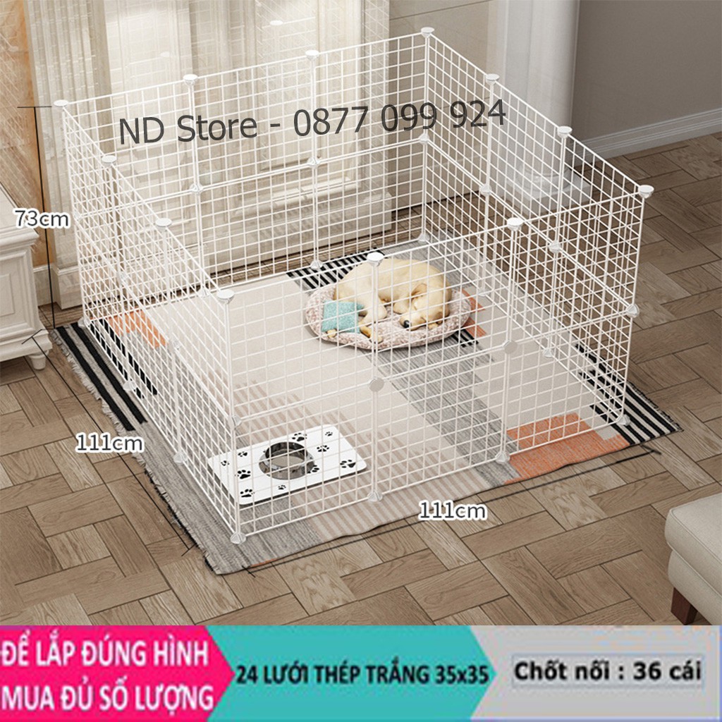 Chuồng Quây Chó Mèo Lắp Ghép Từ Tấm Lưới Sắt, Tấm Nhựa Nhiều Màu Kích Thước 45x35cm, 35x35cm [TẶNG KÈM 02 CHÔT GẮN/TẤM]