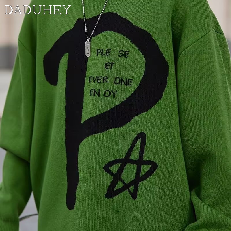 DaDuHey Men's Thin Loose-Fitting Non-Hoodie Pullover Sweater Round Neck Autumn All-Matching Hoodie Casual Top