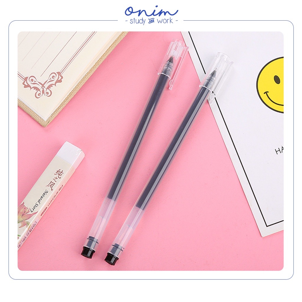 Bút bi nước ngòi siêu nhỏ mực gel 0.38mm ONIM đen xanh đỏ dupe Muji phụ kiện văn phòng phẩm JW015