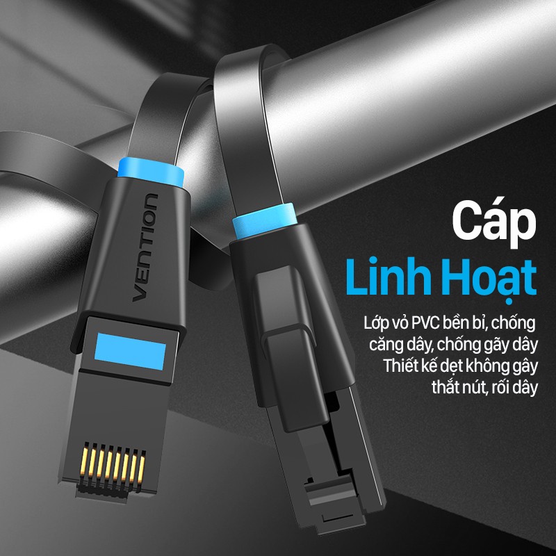 Dây cáp mạng Lan Cat6 Dẹt Vention 0.5m/1m/2m/ 5m tốc độ cao máy tính Bảo hành 12T
