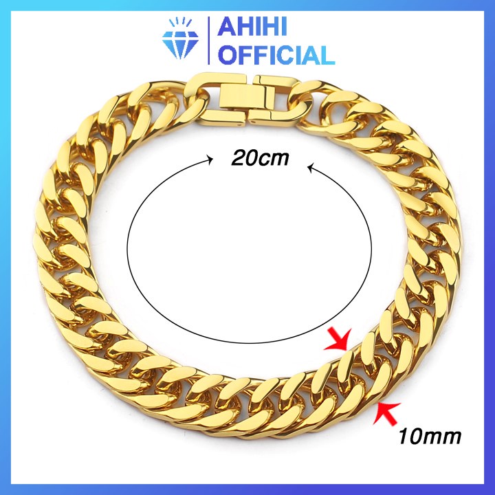 Lắc tay nam kiểu lặc đôi titan cao cấp rẻ đẹp khóa bộ cao cấp inox thép không gỉ ahihi.official cỡ 10mm mạ vàng PTLTNA16