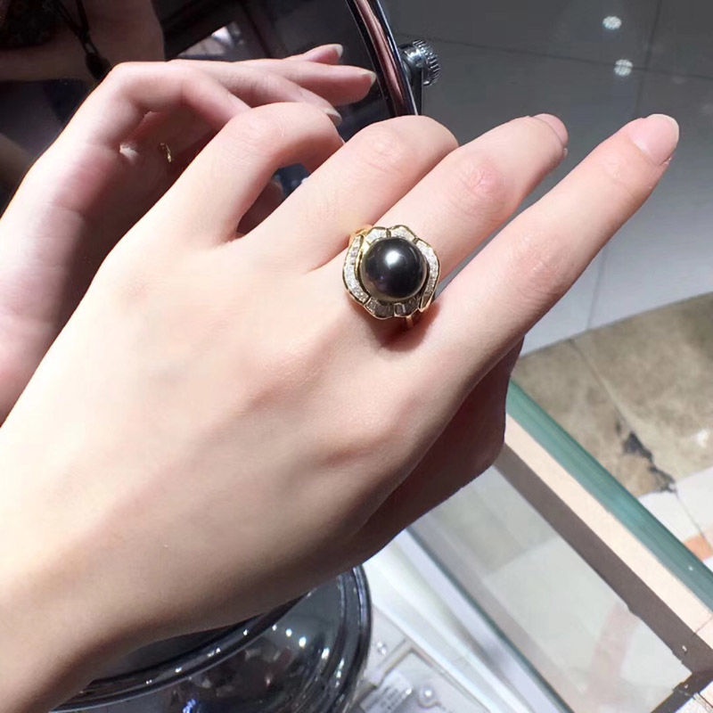Nhẫn Bạc 925 Đính Ngọc Trai Đen Sang Trọng 11-12