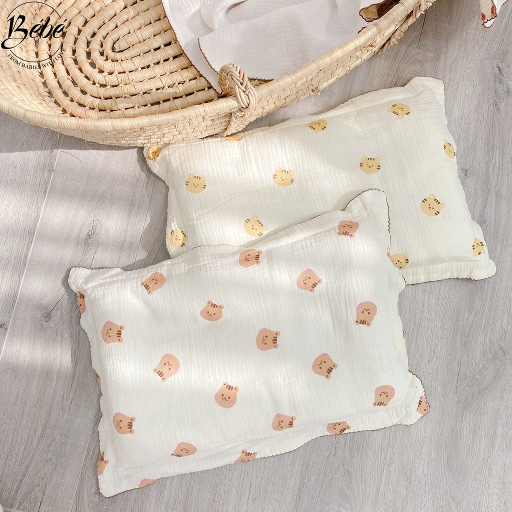 Gối Bông BéBé Chất Xô Muslin Thoáng Mát Cho Bé Trên 6 Tháng