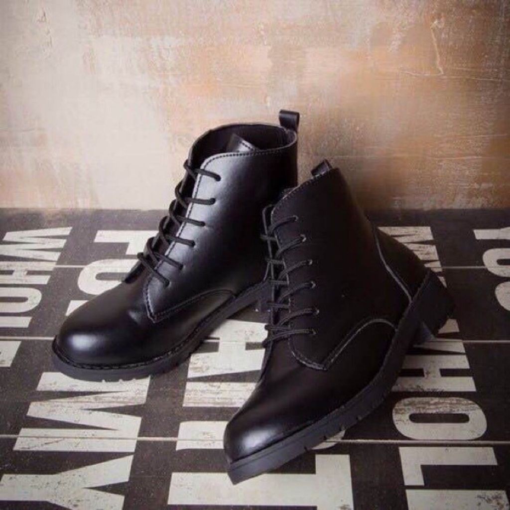 FREE SHIP - Bốt Nữ / Giày Boots Nữ Da Mềm Buộc Dây Cổ Ngắn Hàng Loại Đẹp - Ảnh Chụp Thật