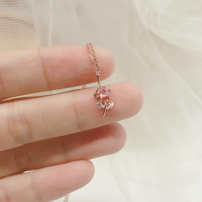 Vòng cổ Mặt Hoa Hồng Đính Đá Thời Trang Hàn Quốc JP5