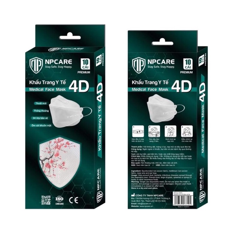 Khẩu Trang Y Tế 4D NPCARE ( Hộp 10 Cái )