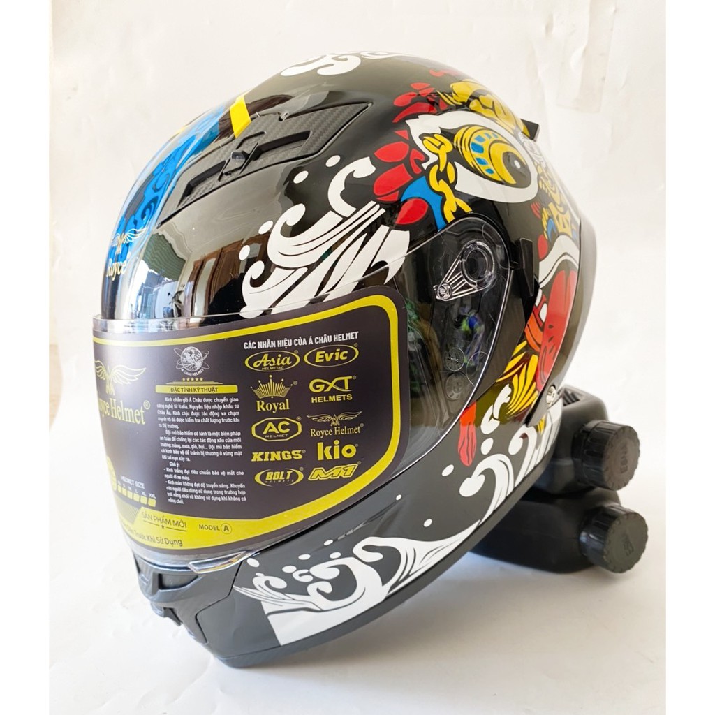 Mũ Bảo Hiểm Fullface Royal M137- Đen Bóng - Hai Kính - Bảo Hành 12 Tháng - Tặng Kèm Balo Dây rút