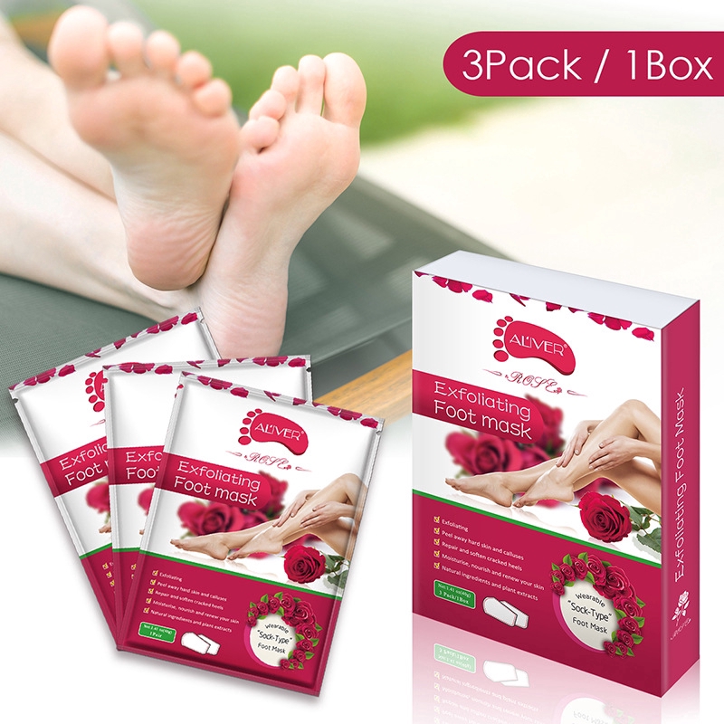 1Box(3Pack) ALIVER Exfoliating Foot Mask Dead Skin Callus Peel Care Baby Soft Feet Remove