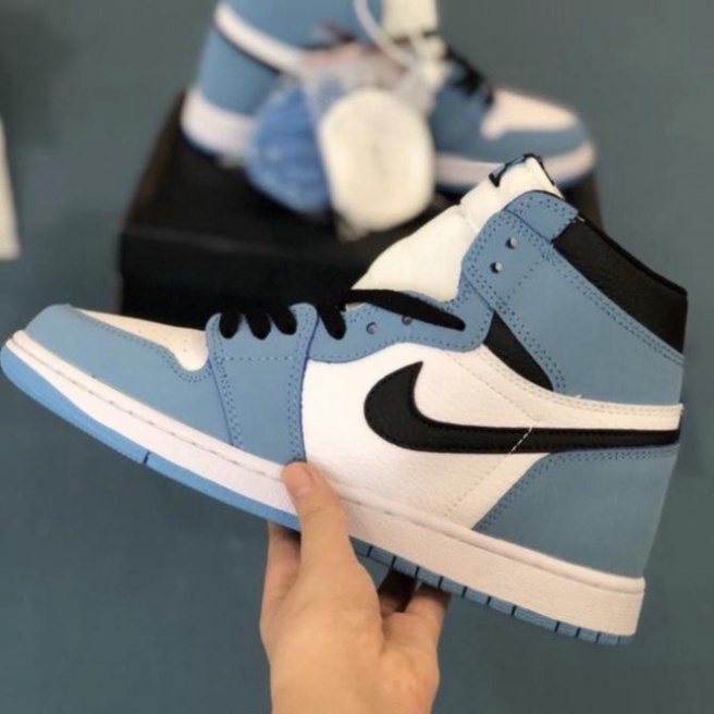 Giày Sneaker Air 1 High Xanh Cao Cổ University Blue, Giày Thể Thao Nữ JD1 Fullbox