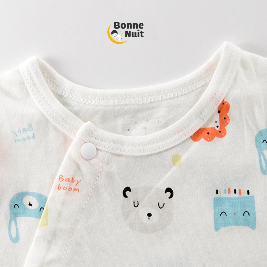 Bodysuit tay ngắn Hunibear cho bé  100% cotton thông hơi thoáng mát ngày hè