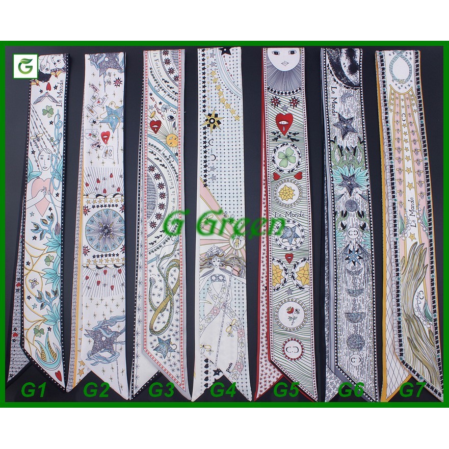 Khăn lụa turban tarot quấn túi, quàng cổ, đeo tay 6x100cm