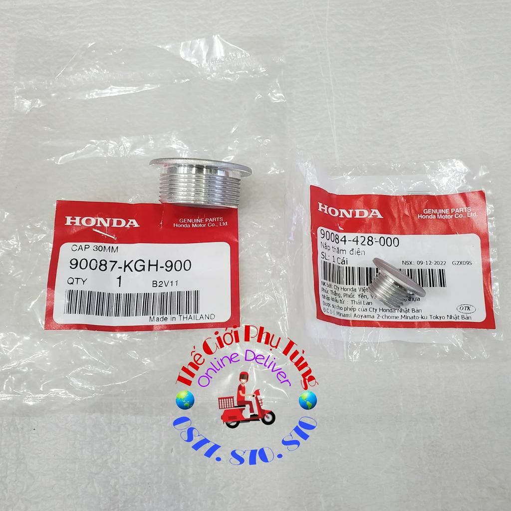 Cặp nút lốc đề, nắp thăm điện Dream Thái zin Honda - 90087-KGH-900/ 90084-428-000