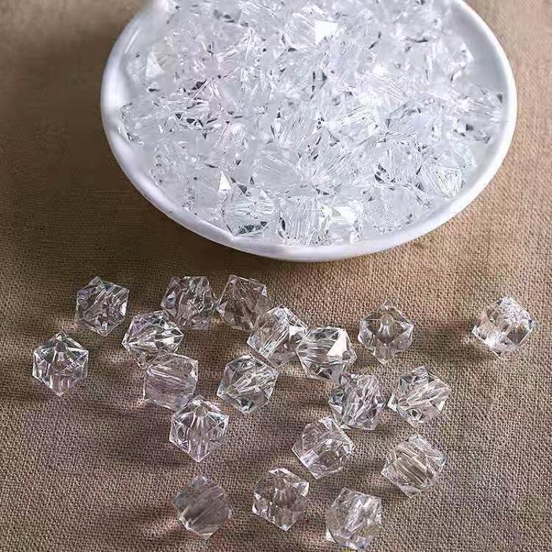 Hạt cườm nhựa vuông cỡ 10mm,100g các màu làm hoa, đồ trang trí