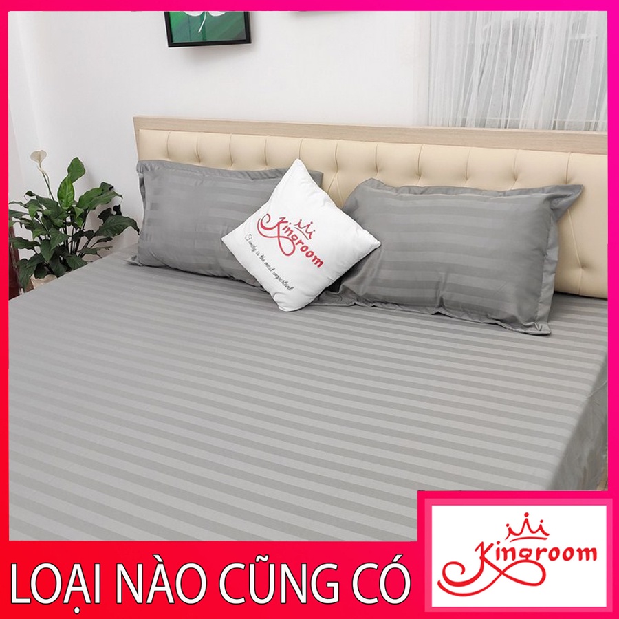 Bộ ga gối 3 món vải cotton lụa sọc trơn 925 Shop Kingroom chuyên ga giường cao cấp | BigBuy360 - bigbuy360.vn